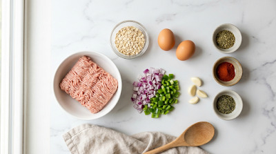 Healthy Meatloaf Ingredients β Flavor Flip Ingredients for healthy meatloaf recipe including lean ground turkey and rolled oats