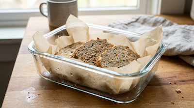 Meatloaf Meal Prep β Flavor Flip Healthy meatloaf slices prepped for the week in a meal prep container