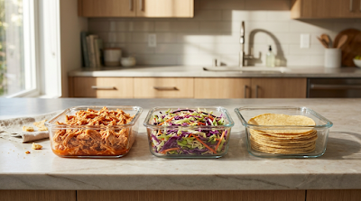 Buffalo Chicken Tacos Meal Prep – Flavor Flip Healthy buffalo chicken tacos meal prep containers