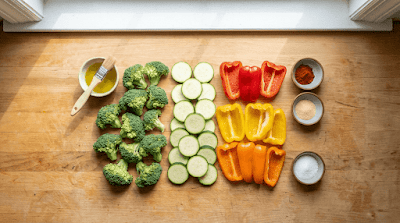 Air Fryer Veggies Ingredients – Flavor Flip ingredients for crispy air fryer veggies broccoli zucchini bell pepper