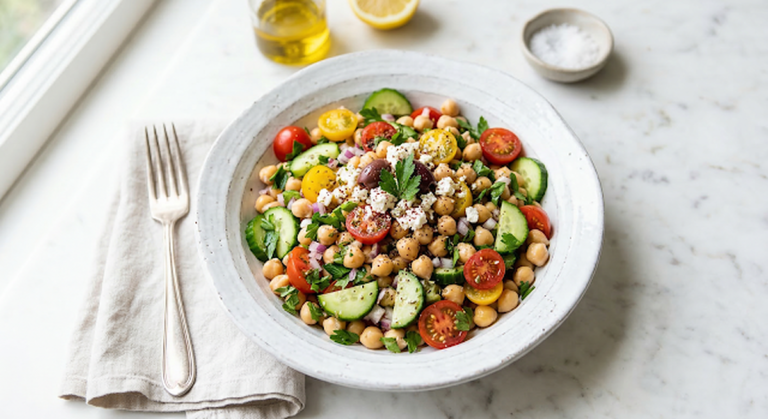 Easy Chickpea Salad Recipe in 5 Minutes | Healthy Mediterranean Diet
