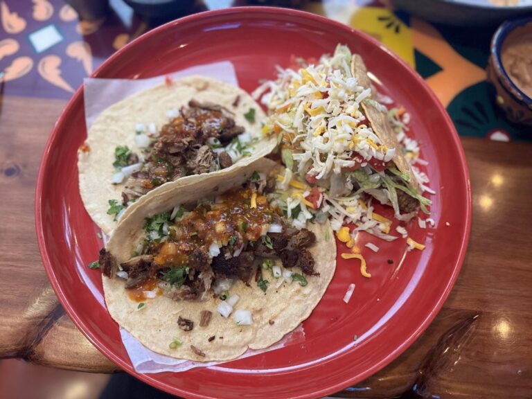 Ground beef tacos on a plate