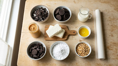ingrediant Chocolate Peanut Butter Cheesecake Bars ingrediant Chocolate Peanut Butter Cheesecake Bars