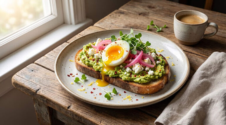 The Ultimate Avocado Egg Toast With Pickled Onions & Feta: Ready in 5 Minutes