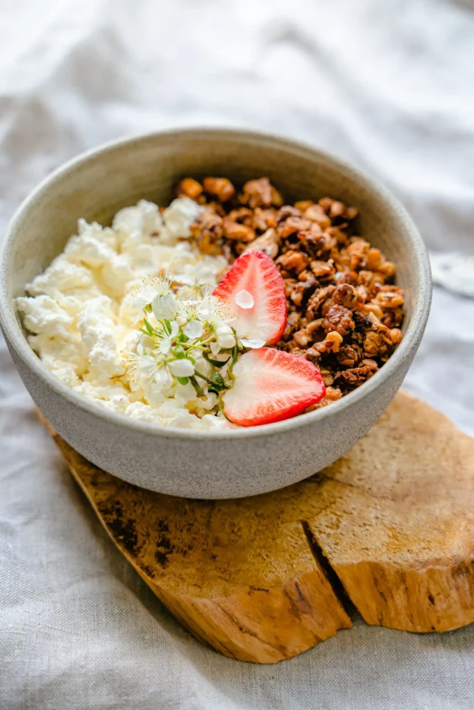 Creamy strawberry cheesecake dip in a bowl ready to serve